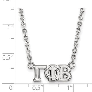 Sterling Silver Rhodium-plated LogoArt Gamma Phi Beta Sorority Greek Letters Small Pendant 18 inch Necklace
