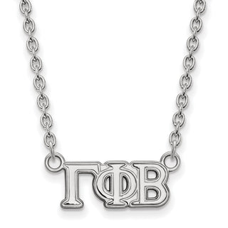 Sterling Silver Rhodium-plated LogoArt Gamma Phi Beta Sorority Greek Letters Small Pendant 18 inch Necklace