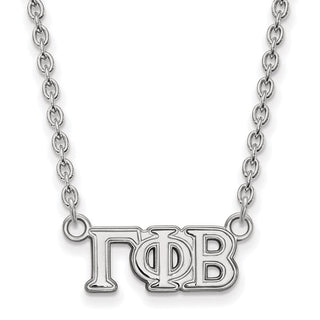 Sterling Silver Rhodium-plated LogoArt Gamma Phi Beta Sorority Greek Letters Small Pendant 18 inch Necklace