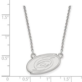 10k White Gold NHL LogoArt Carolina Hurricanes Small Pendant 18 inch Necklace