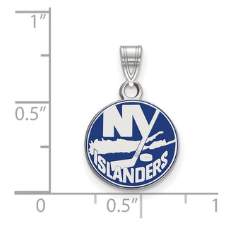 Sterling Silver Rhodium-plated NHL LogoArt New York Islanders Small Enameled Pendant
