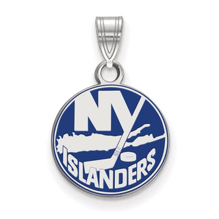 Sterling Silver Rhodium-plated NHL LogoArt New York Islanders Small Enameled Pendant