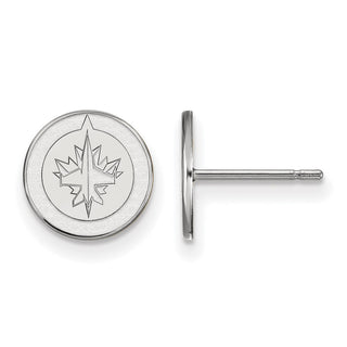 Sterling Silver Rhodium-plated NHL LogoArt Winnipeg Jets Extra Small Post Earrings