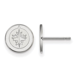 10k White Gold NHL LogoArt Winnipeg Jets Extra Small Post Earrings