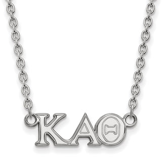 Sterling Silver Rhodium-plated LogoArt Kappa Alpha Theta Sorority Greek Letters Medium Pendant 18 inch Necklace
