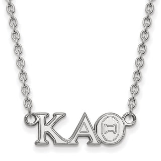 Sterling Silver Rhodium-plated LogoArt Kappa Alpha Theta Sorority Greek Letters Medium Pendant 18 inch Necklace