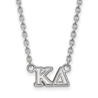 Sterling Silver Rhodium-plated LogoArt Kappa Delta Sorority Greek Letters Medium Pendant 18 inch Necklace