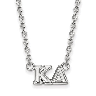 Sterling Silver Rhodium-plated LogoArt Kappa Delta Sorority Greek Letters Medium Pendant 18 inch Necklace