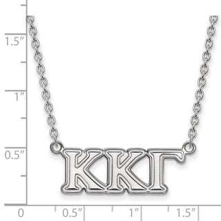 Sterling Silver Rhodium-plated LogoArt Kappa Kappa Gamma Sorority Greek Letters Medium Pendant 18 inch Necklace