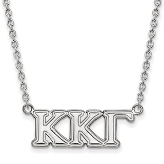 Sterling Silver Rhodium-plated LogoArt Kappa Kappa Gamma Sorority Greek Letters Medium Pendant 18 inch Necklace