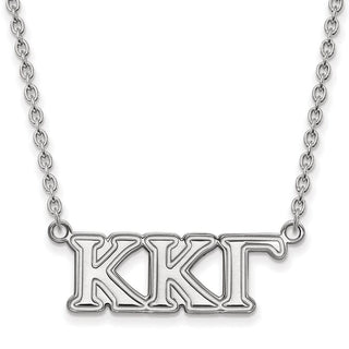 Sterling Silver Rhodium-plated LogoArt Kappa Kappa Gamma Sorority Greek Letters Medium Pendant 18 inch Necklace