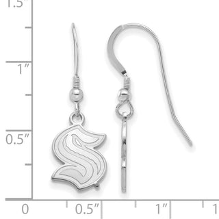 Sterling Silver Rhodium-plated NHL LogoArt Seattle Kraken Sm Dangle Earrings