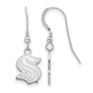 Sterling Silver Rhodium-plated NHL LogoArt Seattle Kraken Sm Dangle Earrings