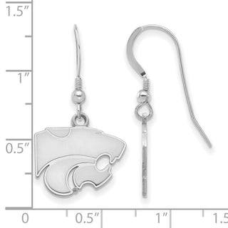 Sterling Silver Rhodium-plated LogoArt Kansas State University Wildcat Small Dangle Wire Earrings