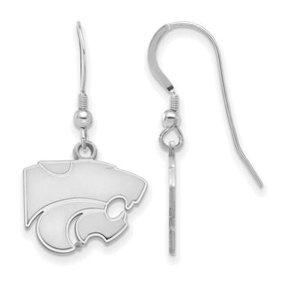 Sterling Silver Rhodium-plated LogoArt Kansas State University Wildcat Small Dangle Wire Earrings
