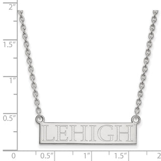 14k White Gold LogoArt Lehigh University Large Bar Pendant 18 inch Necklace