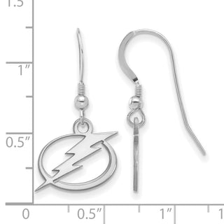 Sterling Silver Rhodium-plated NHL LogoArt Tampa Bay Lightning Small Dangle Wire Earrings