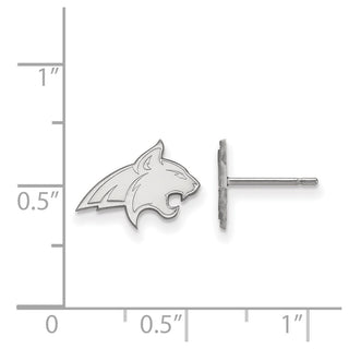 Sterling Silver Rhodium-plated LogoArt Montana State University Bobcat Extra Small Post Earrings
