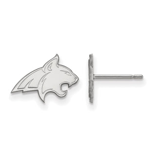 Sterling Silver Rhodium-plated LogoArt Montana State University Bobcat Extra Small Post Earrings