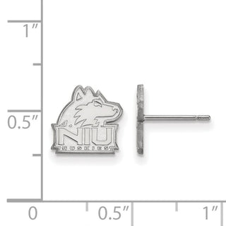 Sterling Silver Rhodium-plated LogoArt Northern Illinois University N-I-U Huskies Extra Small Post Earrings