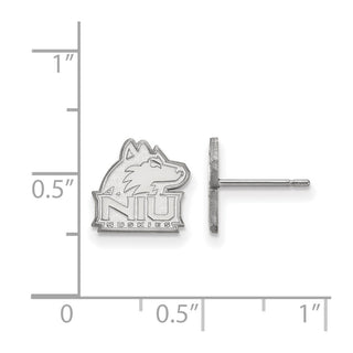 10k White Gold LogoArt Northern Illinois University N-I-U Huskies Extra Small Post Earrings
