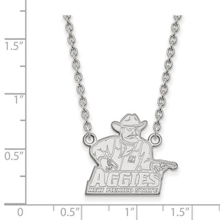 10k White Gold LogoArt New Mexico State University Aggies Large Pendant 18 inch Necklace