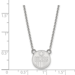 14k White Gold NHL LogoArt Edmonton Oilers Small Pendant 18 inch Necklace