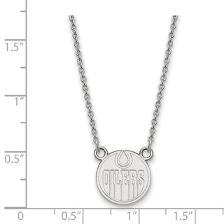 14k White Gold NHL LogoArt Edmonton Oilers Small Pendant 18 inch Necklace