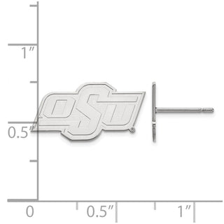 14k White Gold LogoArt Oklahoma State University O-S-U Extra Small Post Earrings
