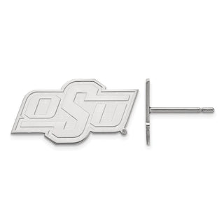 10k White Gold LogoArt Oklahoma State University O-S-U Extra Small Post Earrings