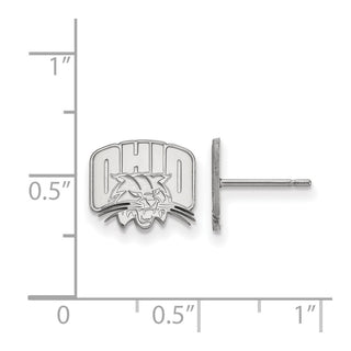 14k White Gold LogoArt Ohio University Extra Small Post Earrings