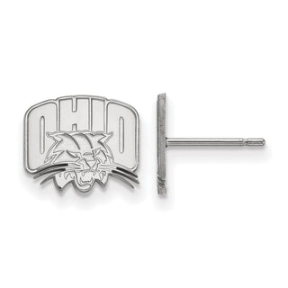 Sterling Silver Rhodium-plated LogoArt Ohio University Extra Small Post Earrings