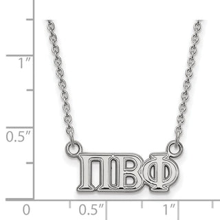 Sterling Silver Rhodium-plated LogoArt Pi Beta Phi Sorority Greek Letters Medium Pendant 18 inch Necklace