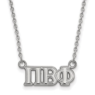Sterling Silver Rhodium-plated LogoArt Pi Beta Phi Sorority Greek Letters Medium Pendant 18 inch Necklace