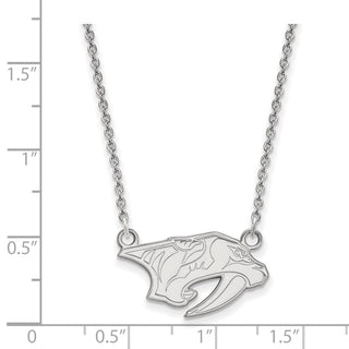 14k White Gold NHL LogoArt Nashville Predators Small Pendant 18 inch Necklace