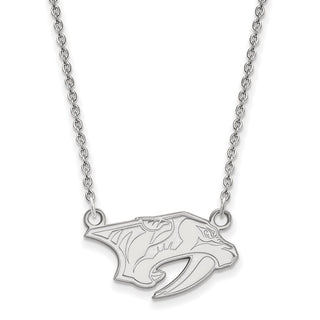 10k White Gold NHL LogoArt Nashville Predators Small Pendant 18 inch Necklace