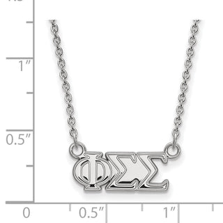 Sterling Silver Rhodium-plated LogoArt Phi Sigma Sigma Sorority Greek Letters Medium Pendant 18 inch Necklace