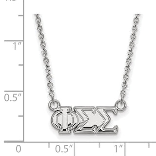 Sterling Silver Rhodium-plated LogoArt Phi Sigma Sigma Sorority Greek Letters Medium Pendant 18 inch Necklace