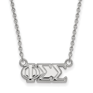 Sterling Silver Rhodium-plated LogoArt Phi Sigma Sigma Sorority Greek Letters Medium Pendant 18 inch Necklace