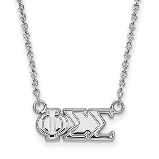 Sterling Silver Rhodium-plated LogoArt Phi Sigma Sigma Sorority Greek Letters Medium Pendant 18 inch Necklace
