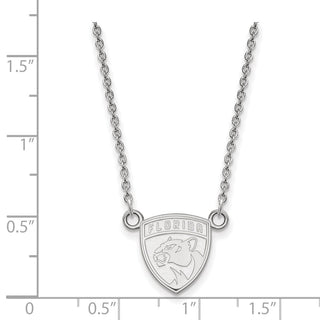 Sterling Silver Rhodium-plated NHL LogoArt Florida Panthers Small Pendant 18 inch Necklace