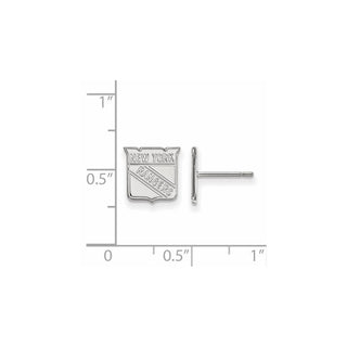 Sterling Silver Rhodium-plated NHL LogoArt New York Rangers Extra Small Post Earrings
