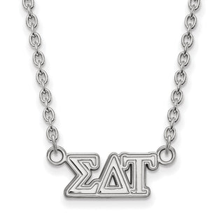 Sterling Silver Rhodium-plated LogoArt Sigma Delta Tau Sorority Greek Letters Medium Pendant 18 inch Necklace