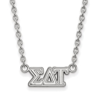 Sterling Silver Rhodium-plated LogoArt Sigma Delta Tau Sorority Greek Letters Medium Pendant 18 inch Necklace
