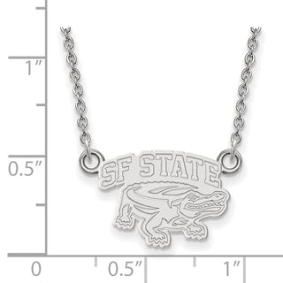 Sterling Silver Rhodium-plated LogoArt San Francisco State University Small Pendant 18 inch Necklace