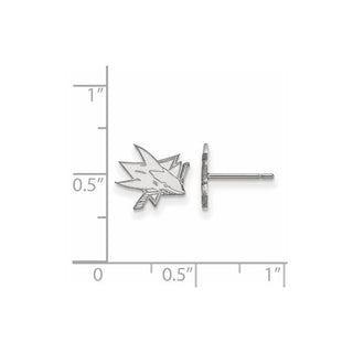 Sterling Silver Rhodium-plated NHL LogoArt San Jose Sharks Extra Small Post Earrings