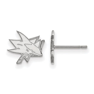 Sterling Silver Rhodium-plated NHL LogoArt San Jose Sharks Extra Small Post Earrings