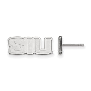 Sterling Silver Rhodium-plated LogoArt Southern Illinois University S-I-U Extra Small Post Earrings