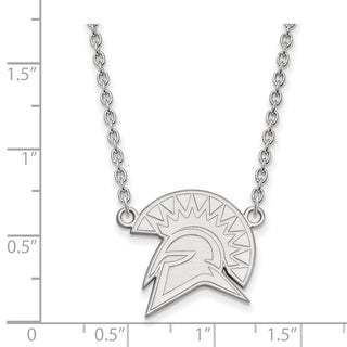 Sterling Silver Rhodium-plated LogoArt San Jose State University Spartan Large Pendant 18 inch Necklace