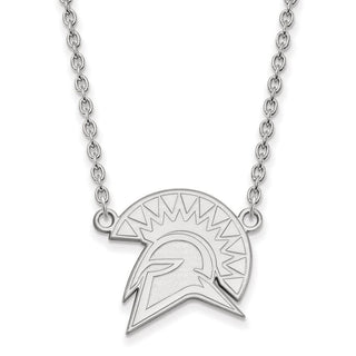 10k White Gold LogoArt San Jose State University Spartan Large Pendant 18 inch Necklace